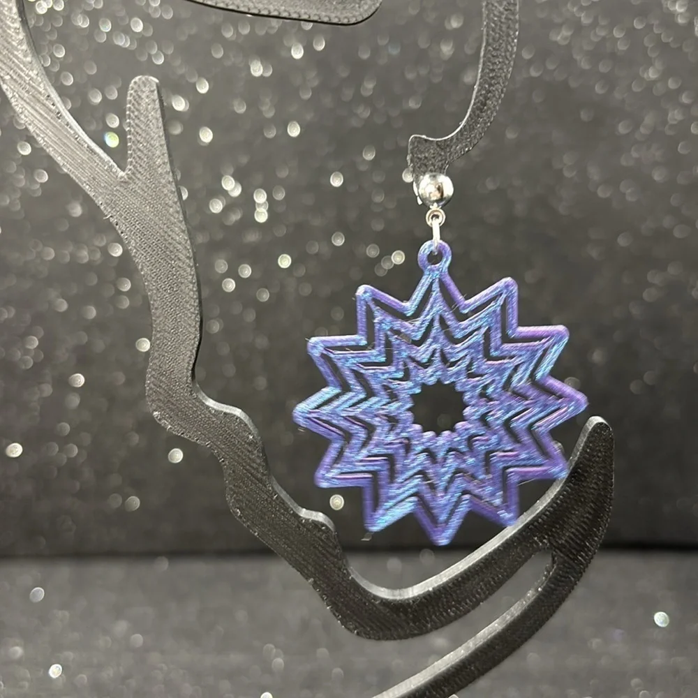 Blue and Purple Color Shift Starburst Earrings